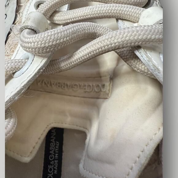 Dolce & Gabbana Lace Sneakers Beige Floral Made in Italy Women’s Size 40 - Picture 12 of 16
